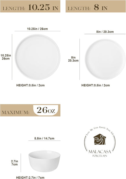 18-Piece Dinnerware Set for 6, White Porcelain Dishes2