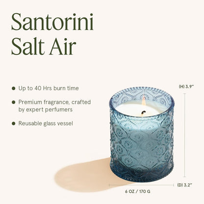 Santorini Salt Air Scented Candles for Home, Soy Wax 40 Hrs6