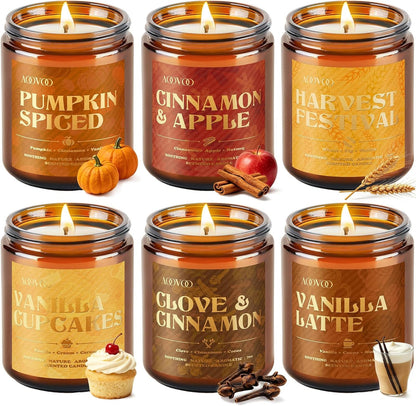 6 Pack Fall Candles Set - 42Oz Autumn Candle Gift for Home Scented1