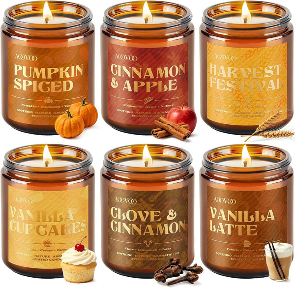 6 Pack Fall Candles Set - 42Oz Autumn Candle Gift for Home Scented1