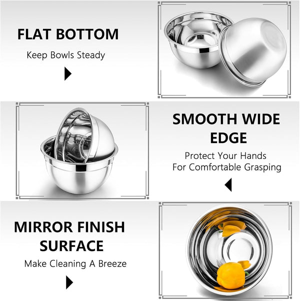 Stainless Steel Mixing Bowls with Airtight Lids, Khaki3
