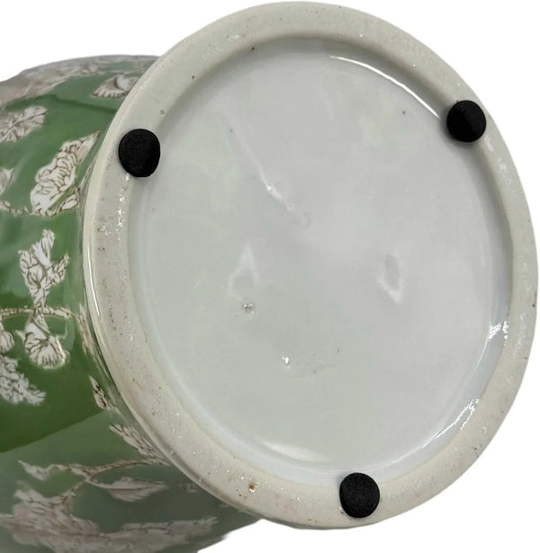 14" Green & White Floral Ceramic Porcelain Ginger Jar Floral Home Décor Jar Urn Shape Vase5