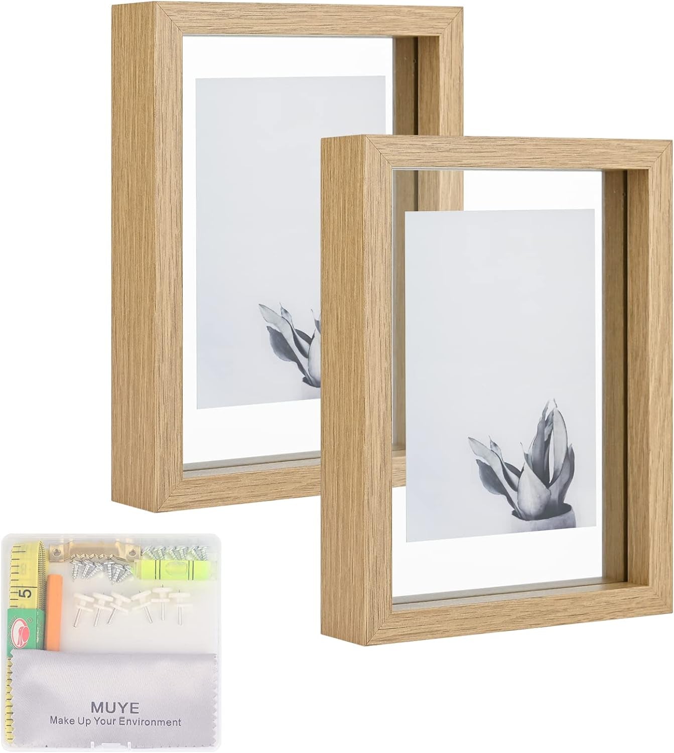 5x7-floating-frame-set-of-2-double-glass-rustic-photo-frame-for-wall-hanging-or-tabletop-standing-also-display-4x6-or-3x5-photo-for-floating-effect-natural