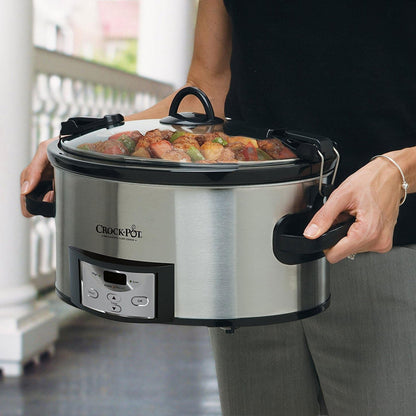 Crock-Pot 6 Quart Cook & Carry Programmable Slow Cooker with Digital Timer Stainless Steel (CPSCVC60LL-S) Pack of 12