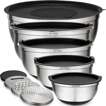 Mixing Bowls with Lids Set of 5 - Stainless Steel Nesting Metal Bowl Set1