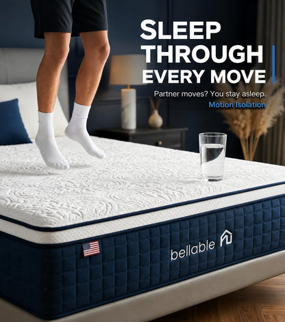 Full XL Mattress, 14 Inch Fiberglass-Free Full Mattress with Cooling Gel Memory Foam & Pocket Springs, Medium Firm for Pressure Relief, Excellent Edge Support, Motion Isolation, Back Neck Pain Relief2