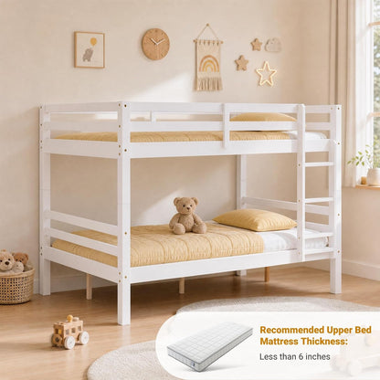 Full over Full Bunk Bed with Thick Posts, Wood Bunkbed, White6