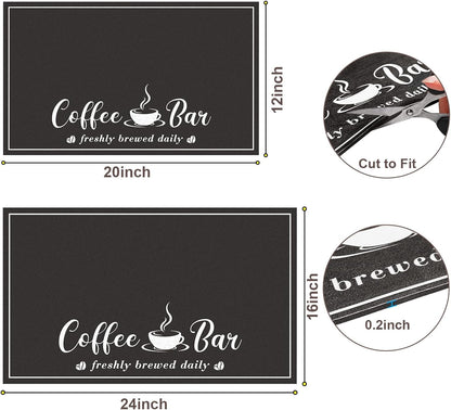 Fashion Coffee Mat, Dish Drying Mat 12" X 20" Black | Hide Stain, Absorbent, Coffee Bar Accessories, Heat Resistant, Non-Slip, Eco-Friendly, Easy to Clean6