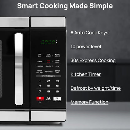 Countertop Microwave Oven 1000 Watts, Digital Ovens 1.1 Cu. Ft with 10 Power Levels, 6 One-Touch Presets, Express Cooking, Eco Mode, Child Lock, Easy Clean, Large Capacity, Stainless Steel Black4