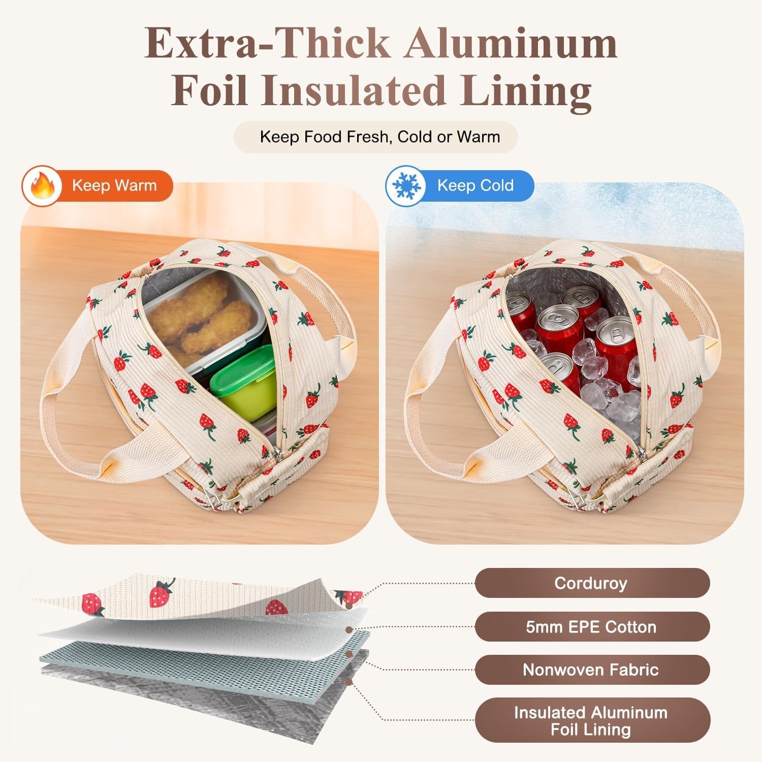 lunch-box-for-women-cute-strawberry-corduroy-insulated-lunch-bag-women-reusable-work-leakproof-simple-adults-large-lunch-boxes-tote-bag-men-cooler-bag