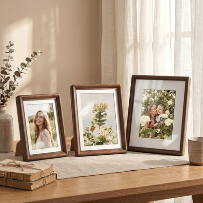 5X7 Picture Frame, Solid Walnut Wood Frame with Mat for 4X6 Photo9