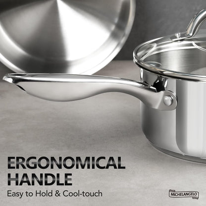 3 Quart Saucepan with Lid, 18/10 Stainless Steel Sauce Pan with Tri-Ply Bottom, 3QT Sauce Pot, Induction Compatible4