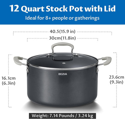12QT Non Stick Stock Pot with Lid, Ceramic Big Cooking Pot for Soup | Stay-Cool Silicone Handles7