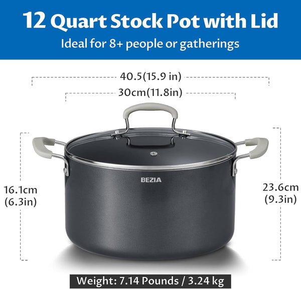 12QT Non Stick Stock Pot with Lid, Ceramic Big Cooking Pot for Soup | Stay-Cool Silicone Handles7