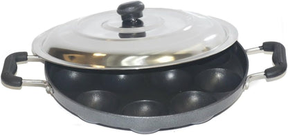 Tabakh Appampatra Paniyaram Non Stick Appam Pan with Stainless Steel Lid, 9.5"1