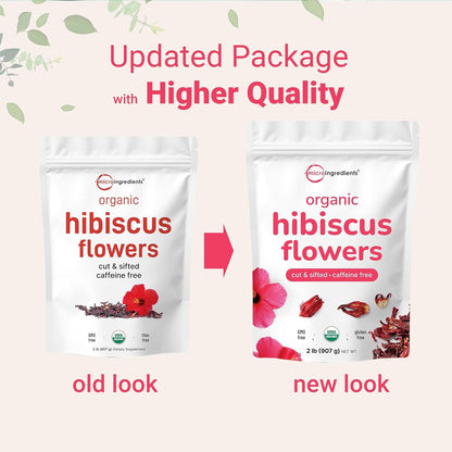 Organic Hibiscus Flowers, 2Lbs (450+Cups) | Flor De Jamaica, Loose Leaf Tea for Hibiscus Tea Bags | Cut & Sifted Dried Leaves | Caffeine Free, Non-Gmo, No Sugar3