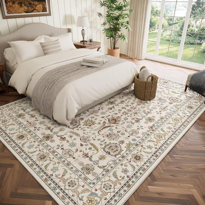 Washable 8X10 Area Rugs for Living Room Bedroom, Beige/Multi3
