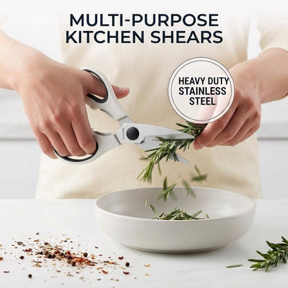 15-Piece White Knife Set with Block & Built-In Sharpener | Dishwasher Safe Cutlery Set Includes 6 Chef Knives, 6 Steak Knives & Scissors, Non-Stick Anti-Rust Coating, Ergonomic Grips8