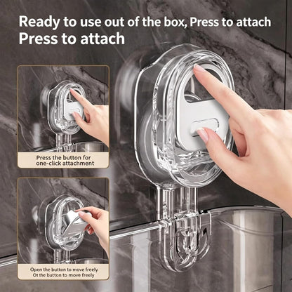 2026 New No-Drill Bathroom Suction Storage Box, Large Capacity Strong Load-Bearing Suction Cup Storage Rack with Drain Holes, Multi Functional Wall-Mounted Organizer for Home Bathroom (1, White)3