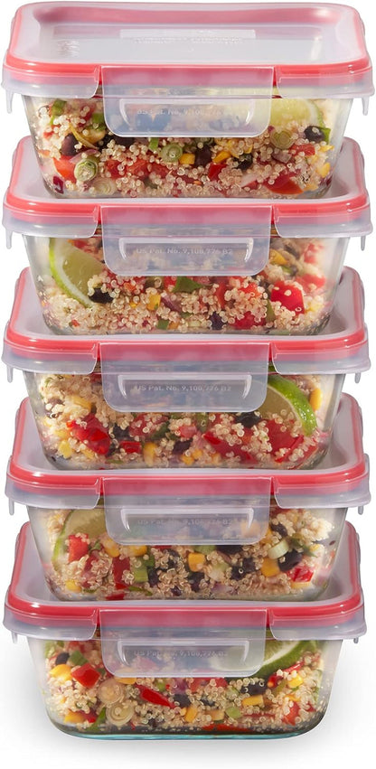 Freshlock (5-Pack, 4 Cup) Glass Food Storage Containers Set1