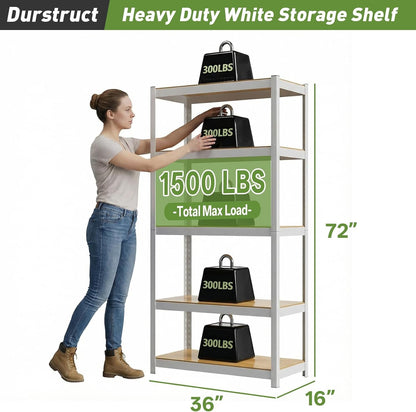 5 Tier White Shelving Unit Adjustable Metal Storage Utility Rack3