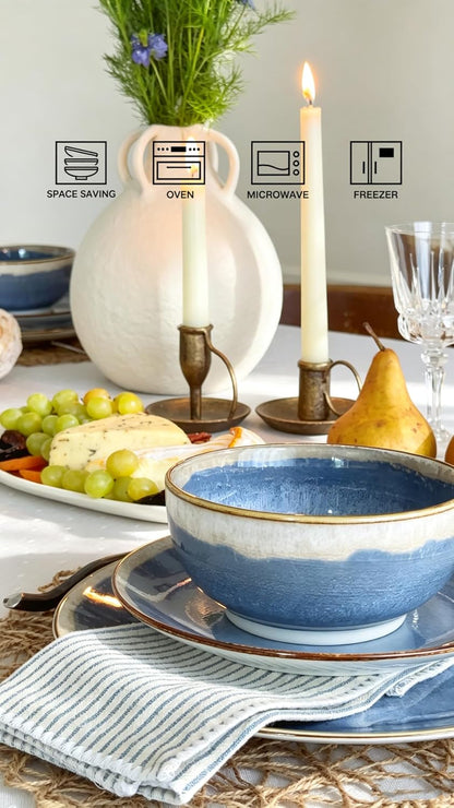 Sweejar 12 Pieces Ceramic Dinnerware Sets for 4, Periwinkle Purple3