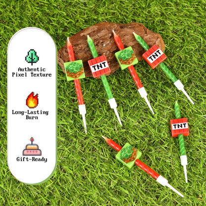 Pixel Miner Birthday Candles for Miner Crafting, Birthday Party Decorations, Pixel Game Party Supplies, Themed Mine Pixel7