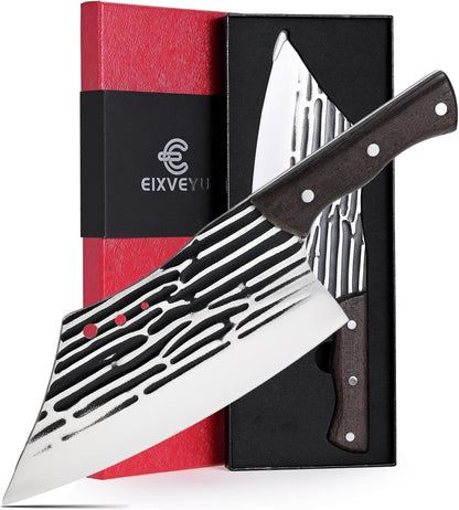 Butcher Knife Forged Cleaver Knife Ultra Sharp Kitchen Knife Chef Knife for Meat Cutting with Wooden Handle1