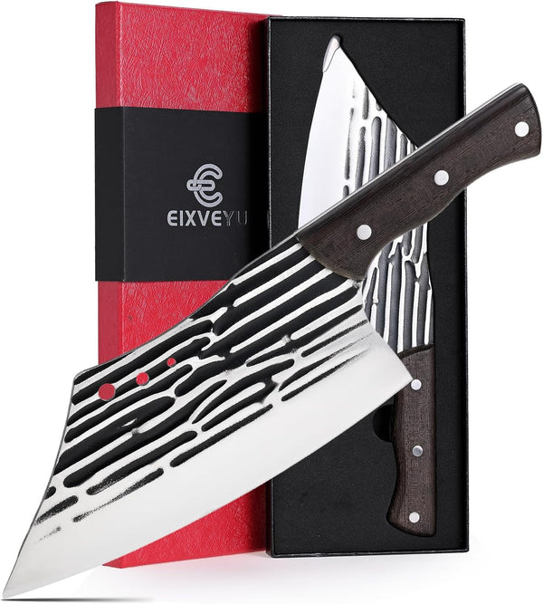 Butcher Knife Forged Cleaver Knife Ultra Sharp Kitchen Knife Chef Knife for Meat Cutting with Wooden Handle1