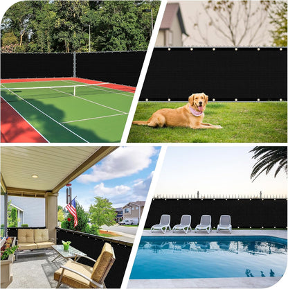 Icover 4X50Ft Privacy Screen Fence, Outdoor Fencing Panels, Garden Windscreen Mesh Shade Sail Net Barrier, Include Reinforced Bindings and Brass Grommets Cable Zip Ties, Black6