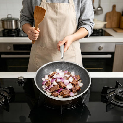 Stainless Steel Honeycomb Wok Pan, Flat Bottom Stir Fry Pan for Induction, Gas7