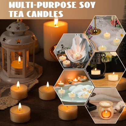 Soy Tealight Candles 50 Pack,6-Hour Unscented Small Votive Candles8