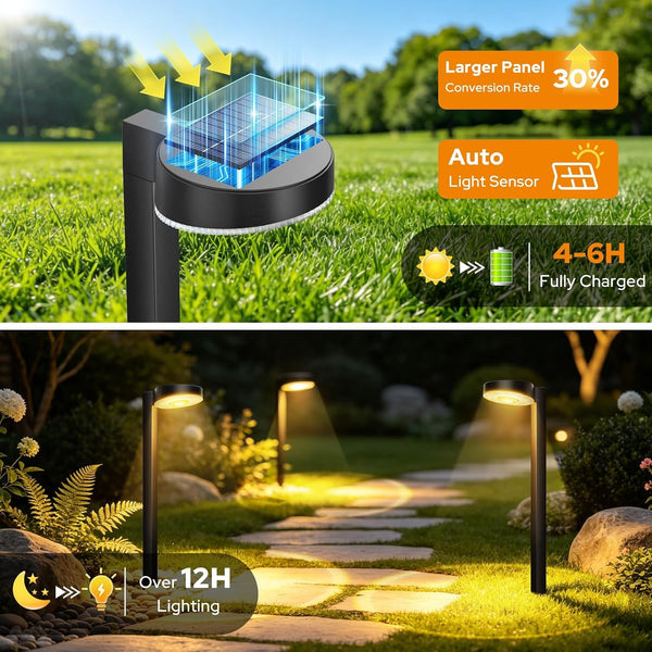 12 Pack Solar Pathway Lights Outdoor, 3 Color Temperatures Selectable CCT, Focused Ground Spot Lens, Brighter up to 12 Hrs IP65 Waterproof Path Lights for Walkway Driveway Yard Garden, Black5