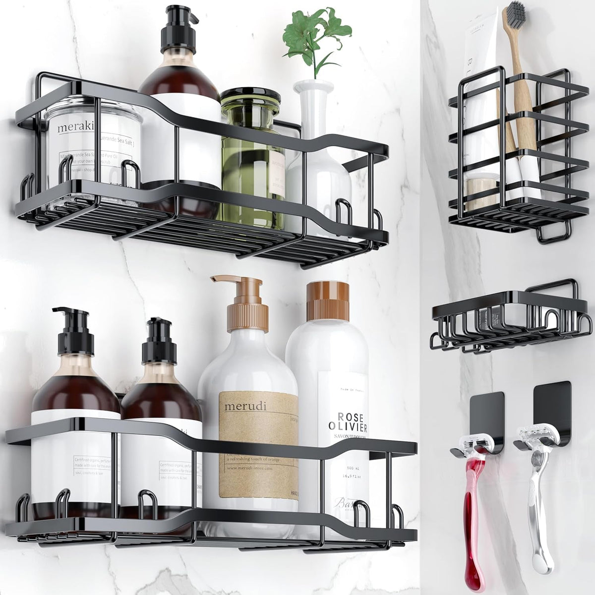 shower-caddy-bathroom-shelves-the-athena-silken-4-set-40lb-capacity-adhesive-tape-no-drill-rustproof-gorgeous-powder-coated-304-stainless-steel-shower-organizer-for-kitchen-home-decor-black