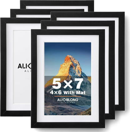 5X7 Black Plastic Picture Frame 6Pk 4X6 Mat Acrylic Sheet1