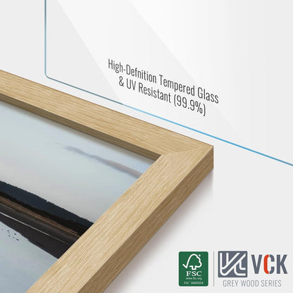 5X7 Picture Frame 5 Pack, Oak Wood, 4X6 Mat, Glass, for Portrait Print5
