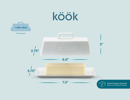 Ceramic Butter Dish with Lid, Countertop, Dishes, Tray, White | Holds 1 Stick Microwave Dishwasher Safe Elegant Kitchen Storage, Covered, Holder, Handle, Stoneware, Porcelain, Container6