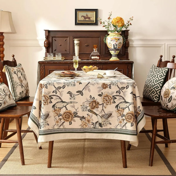 Designer Vintage Linen Tablecloth Rectangular,110"X63"-Murad A3