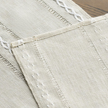 Beige Rustic Cotton Linen Table Runner, Seasonal Embroidered Hollow Kitchen Dining Table Decoration for Home Party Decor 13X72 Inch6