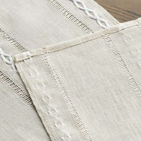 Beige Rustic Cotton Linen Table Runner, Seasonal Embroidered Hollow Kitchen Dining Table Decoration for Home Party Decor 13X72 Inch6
