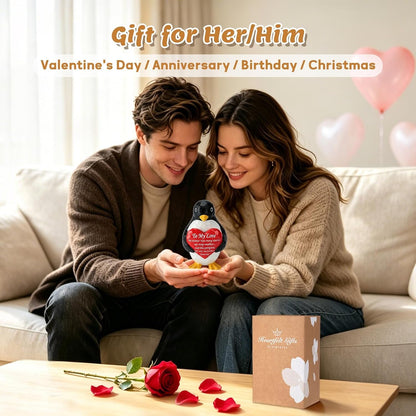 Anniversary Birthday Gift for Women Men Couple,Penguin Figurine for Her Him | I Love You Gifts for Boyfriend Girlfriend,Birthday Gift for Wife Husband Fiancee,Valentines Heart Hand-Painted Penguin Statue6