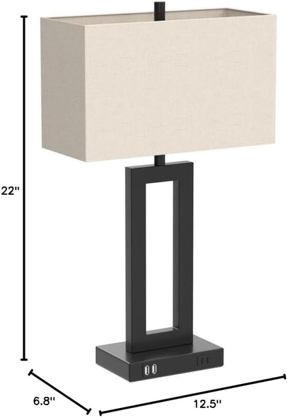 22" Table Lamp Set of 2, Modern Nightstand Lamp with 2 USB Ports10