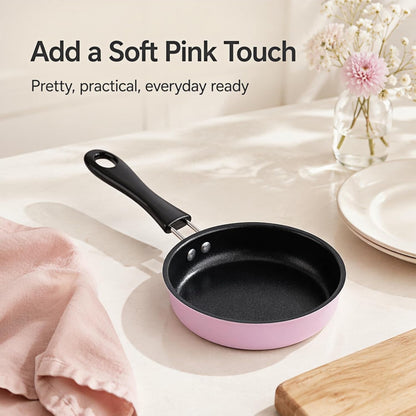 4.7 Inch Mini Egg Frying Pan, Non-Stick Cast Iron Small Skillet with Heat Resistant Handle, Compatible with Induction Gas Electric Stove for Breakfast Sausage Vegetable Cooking (Pink)9