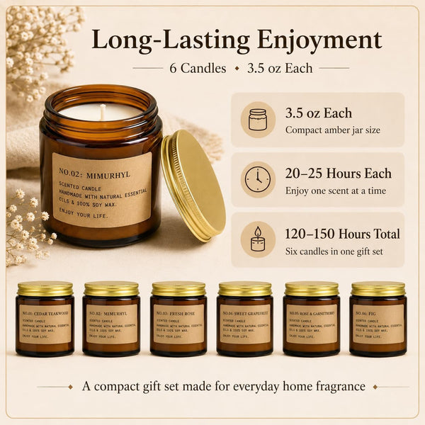 6 Pack Candles for Home Scented Aromatherapy Candle Gift Set for Women Soy Wax Long Lasting Amber Jar Candles Gift for Birthday Mother'S Thanksgiving Day Present5