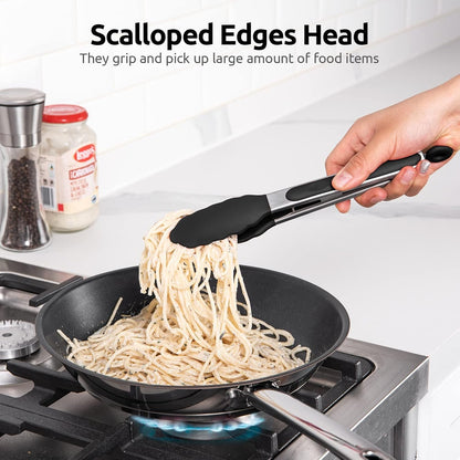 Kitchen Tong for Cooking, 600ºf Heat-Resistant Silicone, 9In/Black4
