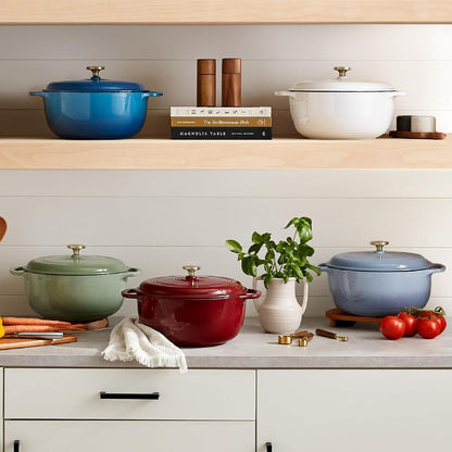 Best Choice Products 6-Piece Cast Iron Cookware Set, Ceramic Coated 6Qt Dutch Oven, 2Qt Skillet W/Lid, 10" Grill Pan W/Press, Non-Toxic, Heavy Duty, Gas/Induction Compatible, PFAS Free - Vanilla9