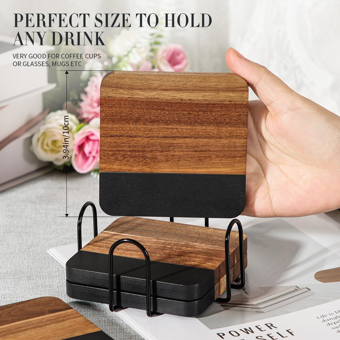 black-marble-wood-coasters-with-holder-for-drinks-set-of-4-square-non-slip-wooden-stone-coaster-coffee-table-accessories-manly-coaster-for-men-coffee-table-bar-office-rustic-modern