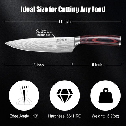 Chef Knife, 8 Inch High Carbon Stainless Steel Sharp Kitchen Knife with Ergonomic Handle, Gift Box for Family & Restaurant7