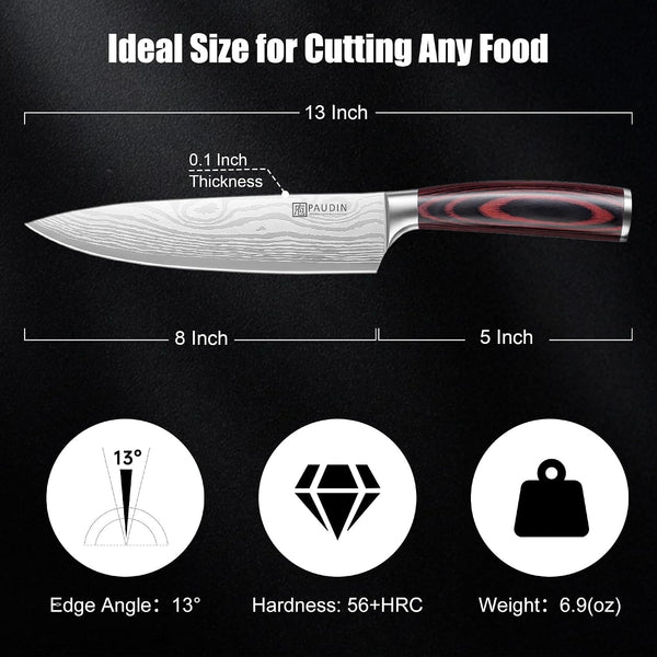 Chef Knife, 8 Inch High Carbon Stainless Steel Sharp Kitchen Knife with Ergonomic Handle, Gift Box for Family & Restaurant7
