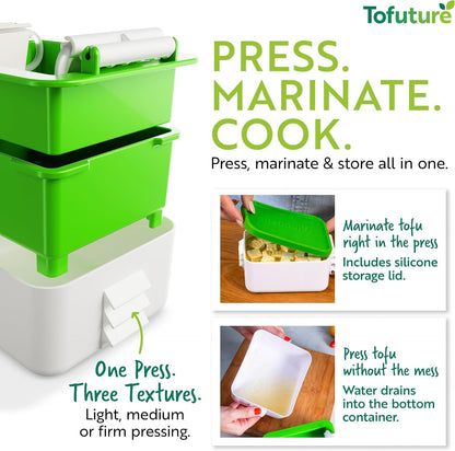 Tofu Press | Patented Self-Contained | Vegan, Fits 8-16 Oz Block | Mess-Free Tofu Press. Bpa-Free Polypropylene. Dishwasher Safe. 225– 450G Blocks. Silken Tofu, Extra Firm Tofu, Paneer Maker4